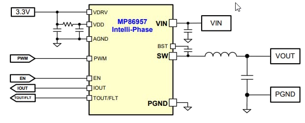 Application Circuit Diagram - Monolithic Power Systems (MPS) MP86957 Gate Drivers